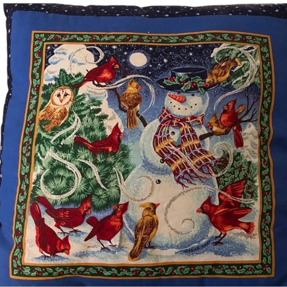 Snowman Christmas Tree Decorative Throw Pillow
